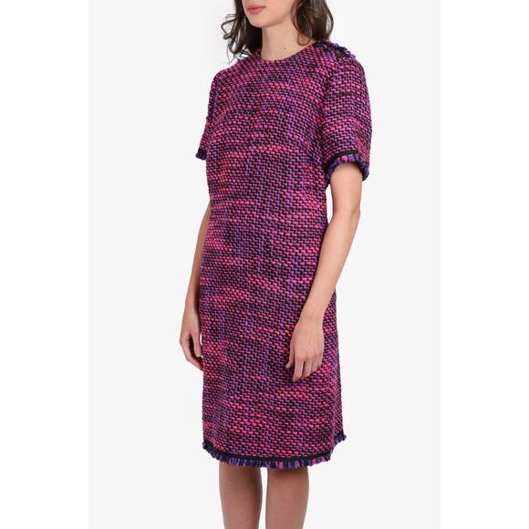 Escada Sport Persian Tweed Sleeved Dress Old Money Purple Pink Raspberry Shift - Picture 1 of 10